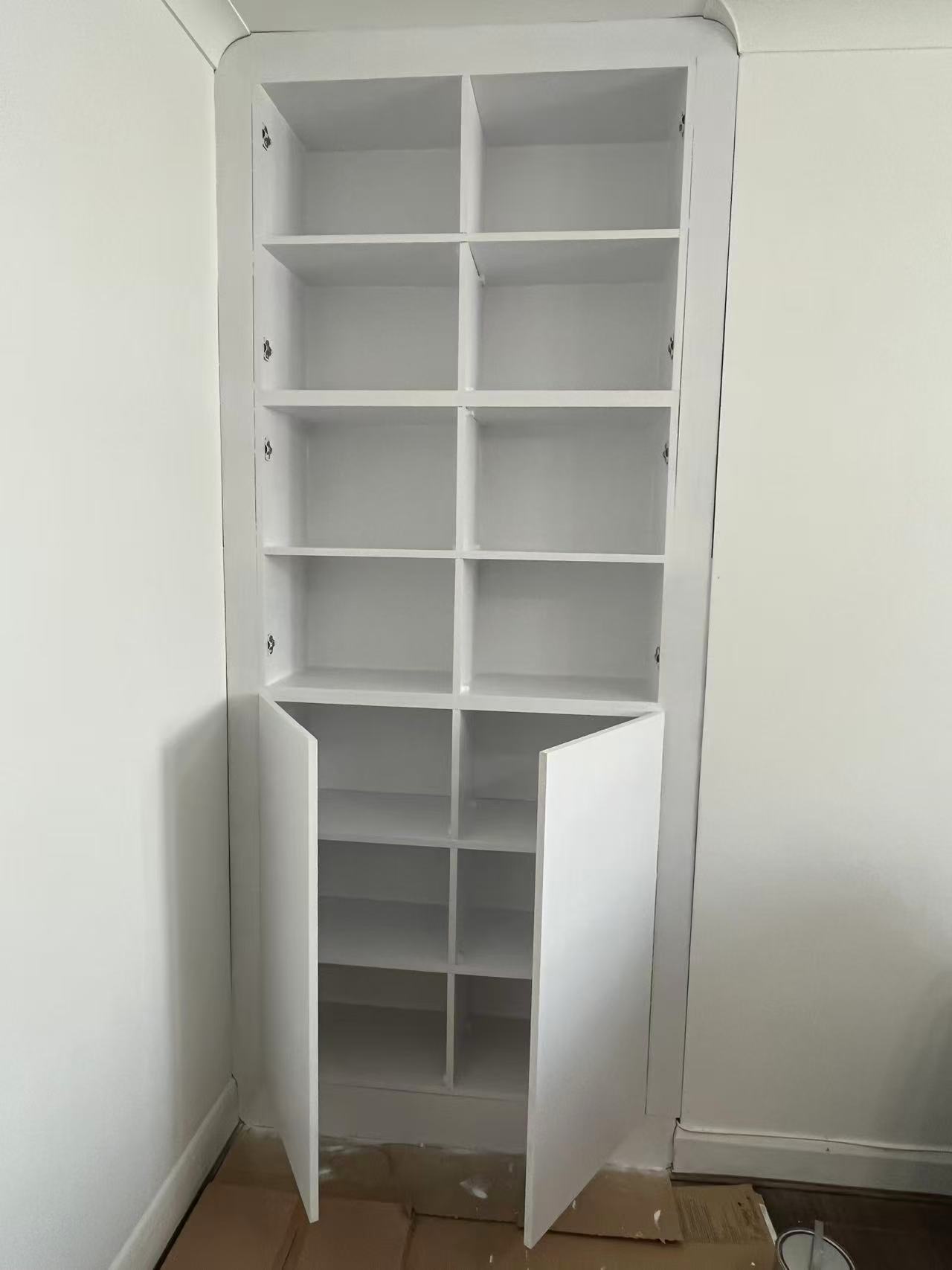 Painted glazed storage unit with black knob handles — image 4