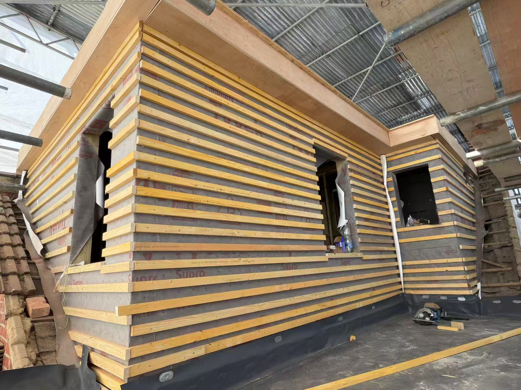 Rear dormer carcass with battened breather membrane — image 1