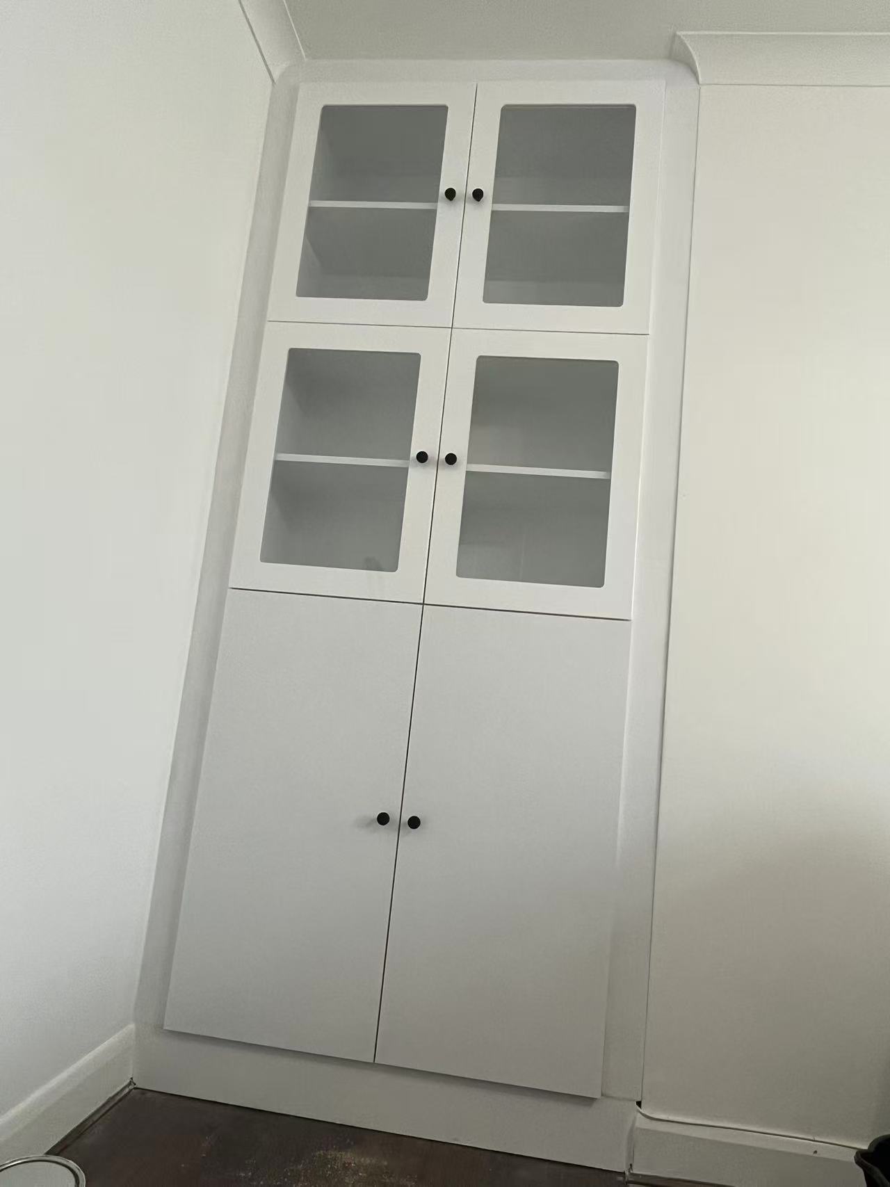 Painted glazed storage unit with black knob handles — image 3