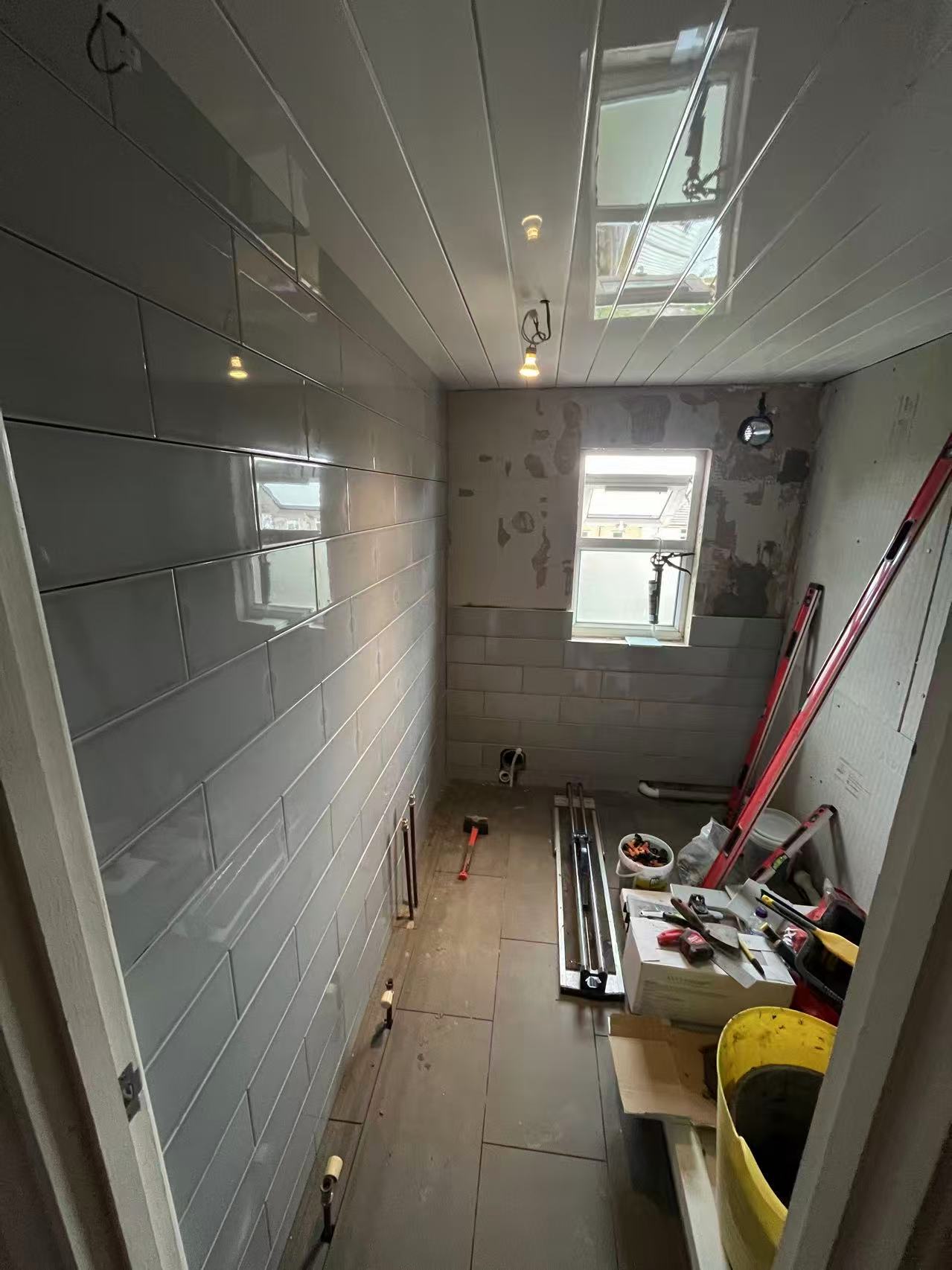 Full bathroom strip-out and retile in progress — image 4